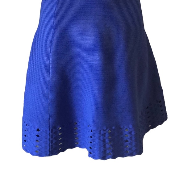 Ted Baker Royal Blue Zaralia Fit & Flare Knit Dress Full Skirt Bodice Cut Outs - Picture 12 of 15